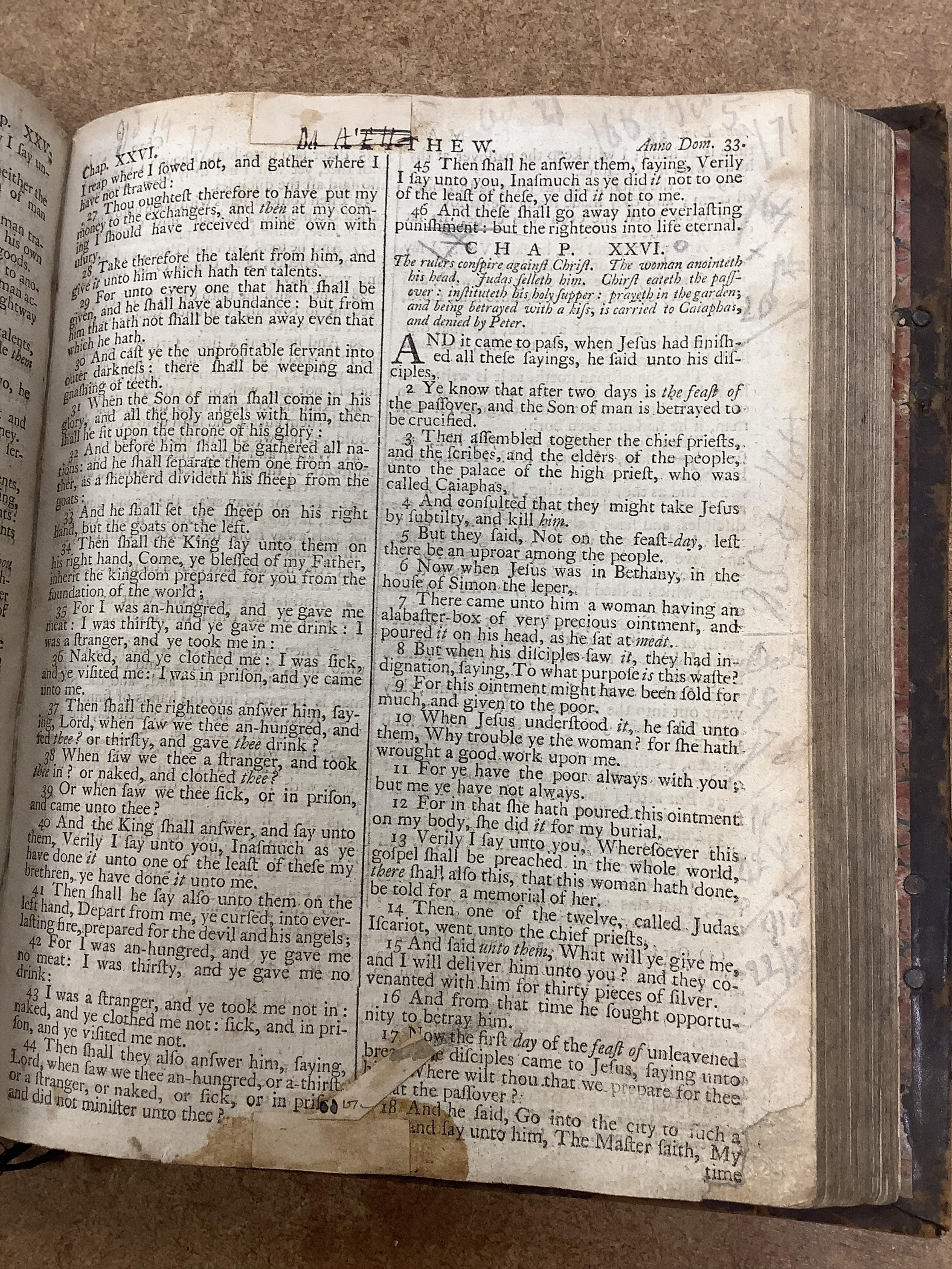 [BIBLE] The Holy Family Bible ... with concise explanatory notes ... by The Rev. Alexander Fortestcu. 3rd edition, 2 vols (in one). engraved plates, old mottled calf, panelled spine and red label, cover bosses and with c
